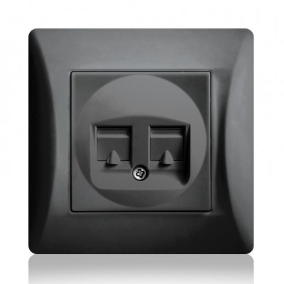 Πρίζα Τηλεφώνου RJ11 & Δικτύου RJ45 Μαύρο Lineme H-Series 50-00120-2